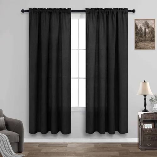 Vista 40 de KOUFALL Juego de 2 cortinas de puerta francesa, cortinas de lino para puerta/ventana, cortina transparente boho para cristal lateral delantero