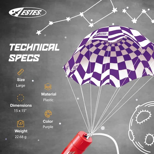 Vista 4 de Estes 2265 - Paracaídas de 15 pulgadas, accesorio de recuperación de cohetes modelo de cohete, accesorios para mayores de 10 años