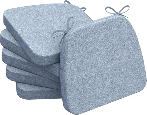 Vista 26 de AAAAAcessories - Cojines para silla en forma de D, 2" de espesor, almohadillas para sillas de comedor con lazos y removibles, cubierta lavable a