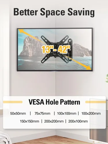 Vista 5 de Mounting Dream Soporte giratorio e inclinable para TV con certificación UL para la mayoría de televisores de 13 a 42 pulgadas, soporte de pared