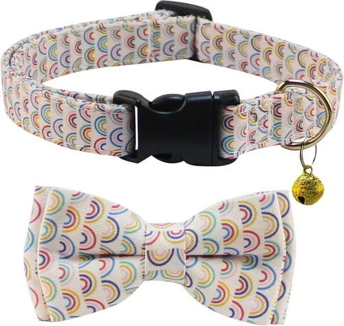 Vista 16 de Yizepet Collar de perro con corbatín - Collar ajustable para mascotas con collar de hebilla de plástico, patrón elegante para niños pequeños