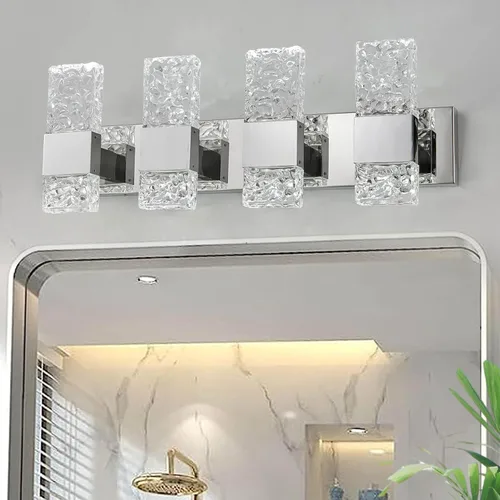 Vista 10 de Moderna lámpara LED para tocador de baño, acero inoxidable cromado, 3 lámparas de pared para iluminación de baño, Fuxture sobre espejo, 21.5