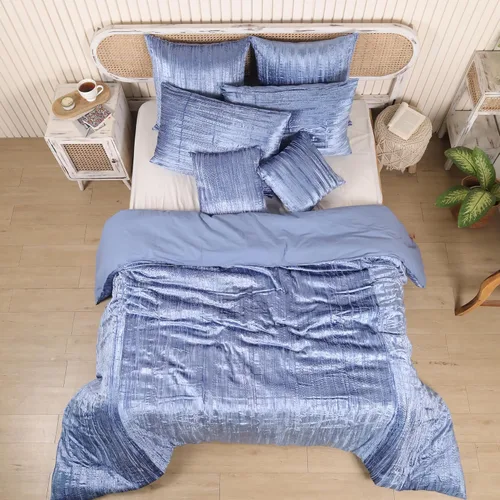 Vista 28 de The Harry Creations Juego de 3 piezas de ropa de cama de terciopelo con patrón liso, funda de edredón bohemia de lujo aplastada Ultra Donna