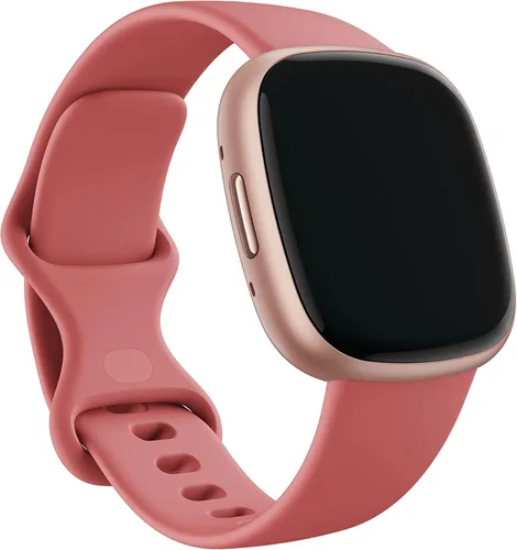 Vista 3 de Fitbit Banda infinita, accesorio de 0.996 pulgadas, color arena rosa, grande * compatible con Sense 2, Sense, Versa 4 y Versa 3