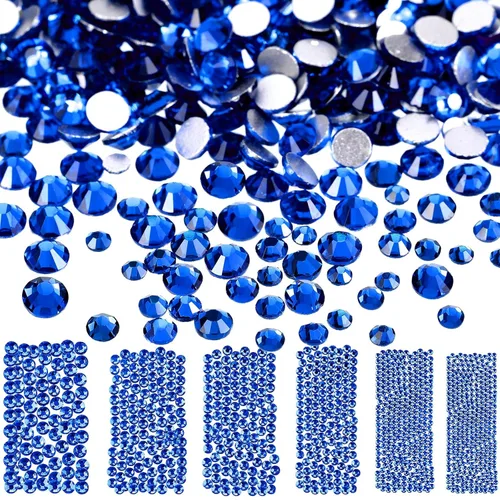 Vista 14 de Bemo Cristales para uñas, cristales brillantes AB para arte de uñas, cuentas redondas con parte trasera plana, 6 tamaños, para uñas decoración