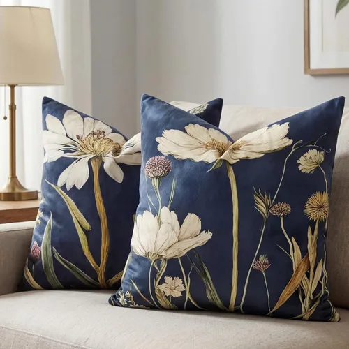 Juego de 2 fundas de almohada decorativas de 18 x 18 pulgadas, fundas de Flor
