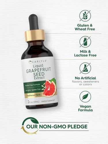 Vista 5 de Carlyle Liquid Grapefruit Seed Extract 2 Fl Oz Concentrated Herbal Supplement Vegan, Non-GMO Formula