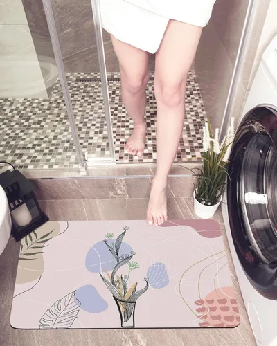 Vista 5 de Abstract Bath Mat for Tub,Non Slip Bathroom Floor Runner Rug Quick Dry & Absorbent Diatomaceous Earth Kitchen Shower Sink Washable Doormat,Mo-randi