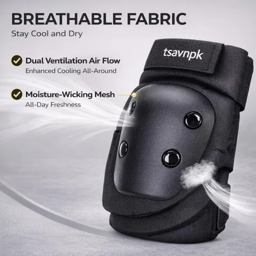 Vista 8 de Adult Knee and Elbow Pads Set with Wrist Guards – Skateboarding Protective Gear for Adults, Adjustable Protective Pads for Roller Skating, BMX