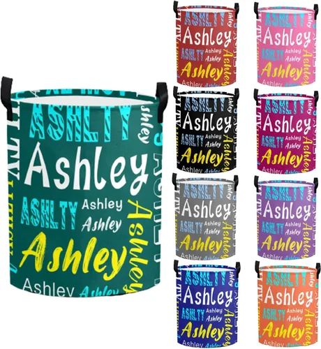 Vista 8 de Cesta de lavandería personalizada con nombre, cesta de lavandería plegable con asa para baño, sala de estar, dormitorio