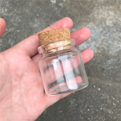 Vista 3 de Capacidad 1.7 fl oz botellas de vidrio con corcho pequeño transparente mini frascos de vidrio vacíos frascos 6 unids/lote