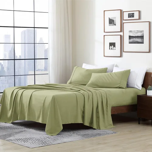 Vista 28 de Cathay Home Essentials Juego de sábanas de microfibra ultra suave, hipoalergénicas, resistentes a las arrugas, doble cepillado, color aguamarina