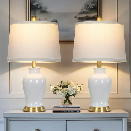 Vista 19 de Lámpara de mesa marrón oscuro de 30 pulgadas, lámpara de noche individual con control táctil de 3 vías con puertos USB A+C y salida de CA, lámparas