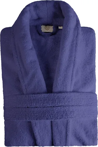 Vista 2 de Superior Traditional Premium Turkish Cotton Lightweight Long Bathrobe with Pockets Bath Robes, Men's Small-Medium, Navy Blue
