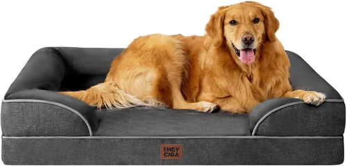 Vista 40 de EHEYCIGA - Cama ortopédica para perro grande, impermeable, de espuma viscoelástica y espuma tipo caja de huevos, bordes elevados, antideslizante