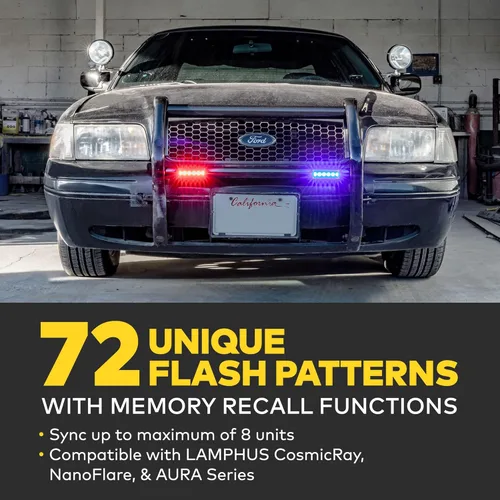 Vista 2 de LAMPHUS PlanarFlash - Luces de advertencia estroboscópicas LED ámbar de 6 W para parrilla de policía [clase SAE 1] naranja de 12 V ultra delgada