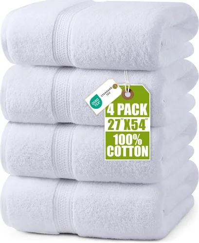 Vista 12 de Toallas de baño de algodón de lujo de 700 GSM (4 unidades, 27 x 54 pulgadas) por Utopia, Beige