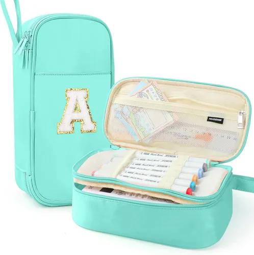 Vista 79 de Estuche Grande para Lápices, Bolsa de Lápices de Gran Capacidad, Bolsa de Lápices Personalizada con Inicial con Cremallera Suave, Múltiples