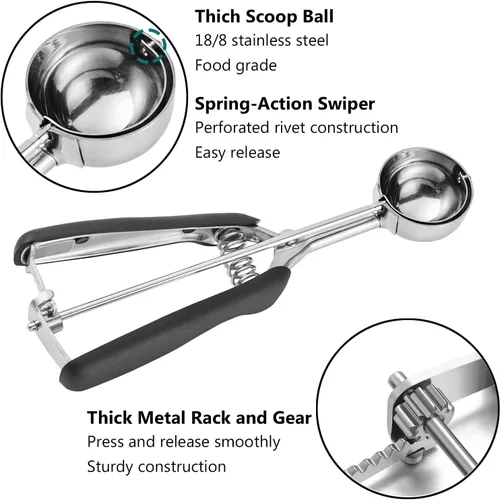 Vista 4 de JUNADAEL J Juego de Cucharas para Galletas, Cucharas para Hornear Juego de 3, Cuchara para Masa de Galletas, 1 Cucharada/ 2 Cucharadas/ 3