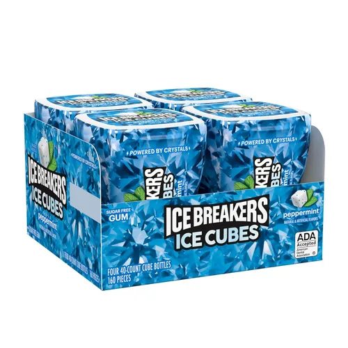 Vista 2 de ICE BREAKERS Goma de mascar Ice Cubes de menta sin azúcar, 91.7 g (4 unidades, 40 piezas)