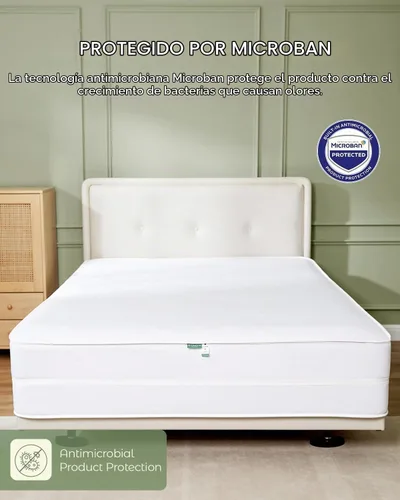 Vista 4 de FAUNNA - Funda protectora de colchón 100% algodón, 12 pulgadas de Blanco