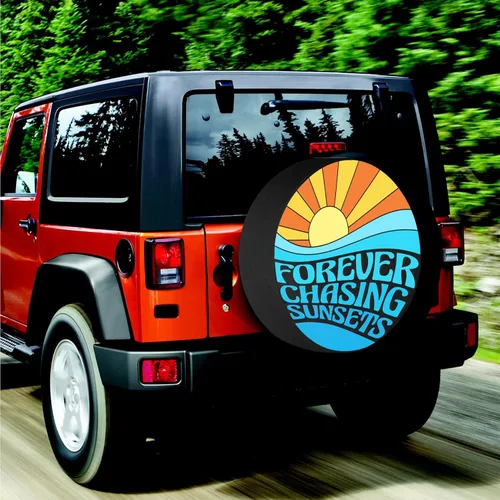 Vista 6 de Funda de neumático de repuesto Forever Chasing Sunsets, accesorios de camping para neumáticos de repuesto resistentes a la intemperie, a prueba