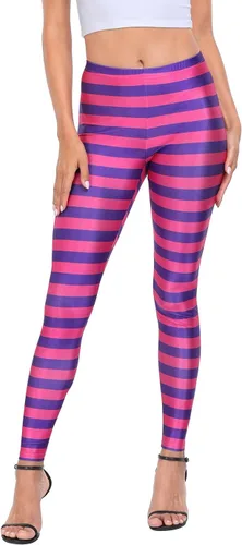 Vista 7 de HDE Leggings de entrenamiento de diseño moderno - Divertidos patrones estampados gráficos a la moda A. Rayas del arco iris