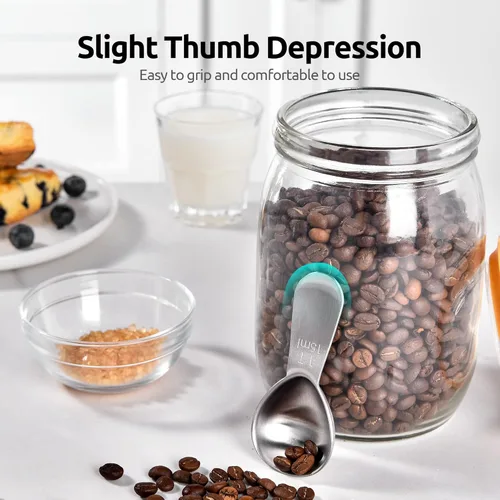 Vista 8 de Cuchara medidora de café de acero inoxidable 18/8: U-Taste 1 cucharada de metal, cuchara medidora de mango corto para café molido, granos, espresso