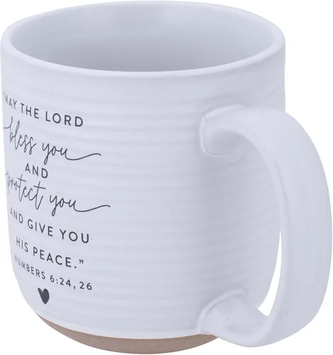 Vista 4 de Lighthouse Christian Products Bless You Hold Onto Hope Rib - Taza de cerámica texturizada blanca de 20 onzas