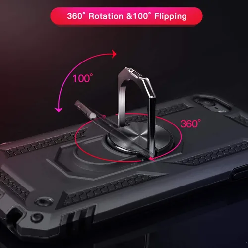 Vista 2 de IDweel Funda para iPod Touch 7, para iPod Touch 6 con soporte para automóvil, funda protectora híbrida resistente a prueba de golpes con soporte