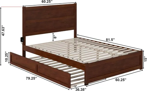 Vista 12 de AFI NoHo - Cama de plataforma de tamaño individual con estribo y cama corrediza individual en espresso