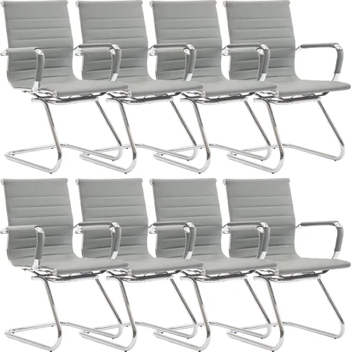 Vista 30 de Wahson Silla de oficina de piel resistente para invitados respaldo medio, sillas de cuarto de conferencia, recepci[on, set de 2 , Cuero, Negro