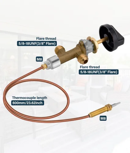 Vista 2 de Kit de Válvula de Control de Seguridad de Baja Presión de Propano LPG de WADEO para Chimenea de Gas y Hoguera, Pieza de Reemplazo de Hoguera