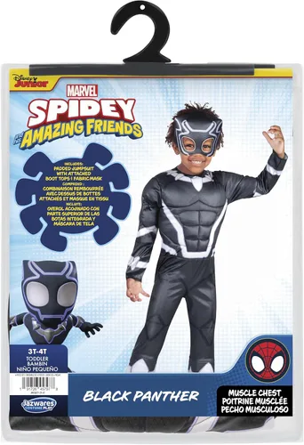 Vista 2 de MARVEL Official Toddler Deluxe Halloween Costume - Premium Quality Padded Jumpsuit and Fabric Headpiece (3T-4T)