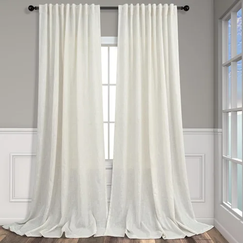 Vista 87 de Pitalk - Cortinas blancas de 96.5 cm de ancho para ventanas de cocina, 2 paneles con trabillas traseras y bolsillo para barra, cortinas cortas