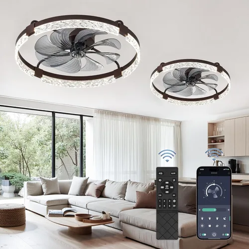 Vista 8 de LEDIARY Ventiladores de Techo Modernos de 20" con Luces y Control Remoto, Ventilador de Techo Regulable de Perfil Bajo, Ventilador de Techo