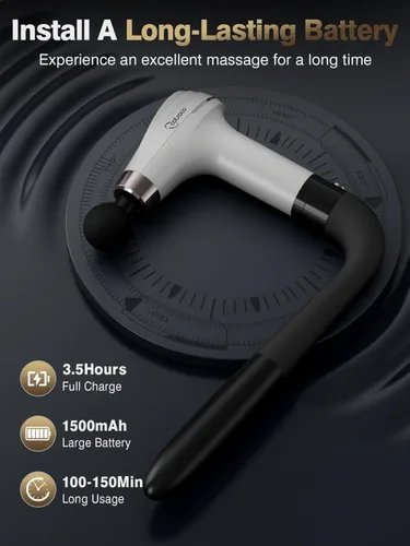 Vista 5 de cotsoco Pistola de masaje con mango de extensión mejorado, masajeador de espalda de tejido profundo de percusión con 4 cabezales de masaje y 6