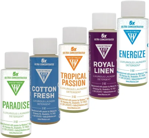 Vista 3 de Hiketron All Star - Paquete de muestras de detergente líquido para ropa, 5 veces ultra concentrado, removedor de manchas resistentes, aroma de larga