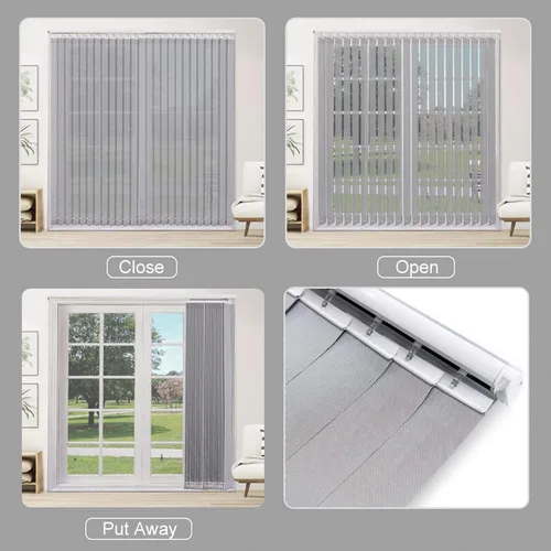 Vista 3 de LETAU Persianas verticales solares inalámbricas, 5% tela de malla, ajuste ligero, reduce el deslumbramiento solar, protección UV, persianas beige
