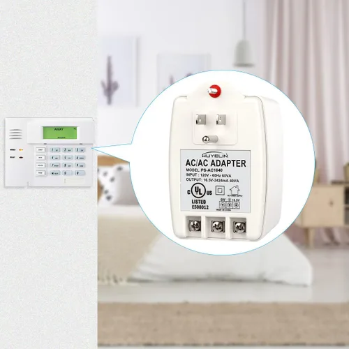 Vista 6 de Sistemas de alarma antirrobo de 16.5 V 40 VA y transformador de timbre, transformador enchufable de 16.5 V compatible con todas las versiones