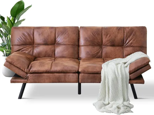 Vista 13 de MUUEGM Sofá cama futón de espuma viscoelástica, moderno sofá de oficina, cama convertible para espacios pequeños, apartamento, oficina, con respaldo