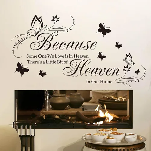 Vista 4 de Calcomanías de pared, decoraciones de pared para sala de estar, decoración familiar con cita inspiradora, decoración de arte para decoración