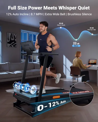 Vista 2 de THERUN Treadmill with Incline, Incline Treadmill,Treadmills for Home, 3.0 HP Brushless Motorized Treadmills for Quiet Running, 300LBS Weight Capacity