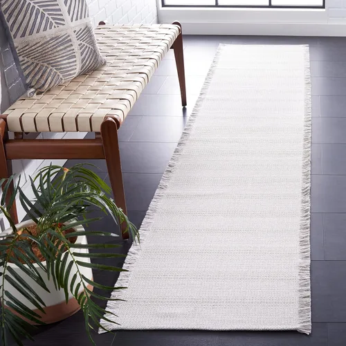 Vista 26 de SAFAVIEH Augustine Collection - Alfombra para pasillo, 2 x 9 pies, diseño de flecos de algodón a rayas, no desprende pelusa y es de fácil cuidado