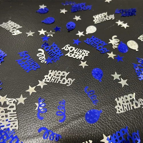 Vista 3 de EMAAN Confeti de papel de aluminio de feliz cumpleaños, lentejuelas de confeti de cumpleaños, decoración de mesa de postre iluminan tu fiesta