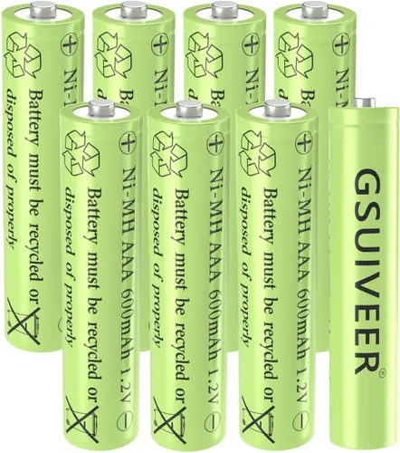 Vista 2 de Baterías de luz solar recargables AAA NiMh 600mAh 1.2V para luces de jardín al aire libre (paquete de 8)