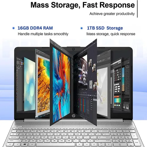 Vista 3 de HP Pavilion - Laptop antirreflejos con pantalla táctil HD de 15.6", 16 GB de RAM, almacenamiento SSD de 1 TB, procesador Intel Core de hasta 4.1