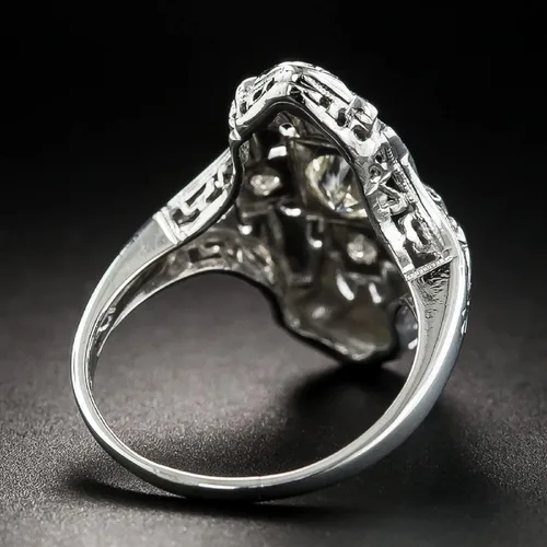 Vista 6 de Htayekog Anillo de compromiso de plata de ley 925 con circonita floral ahuecada vintage y brillante de oro blanco de 14 quilates, diseño
