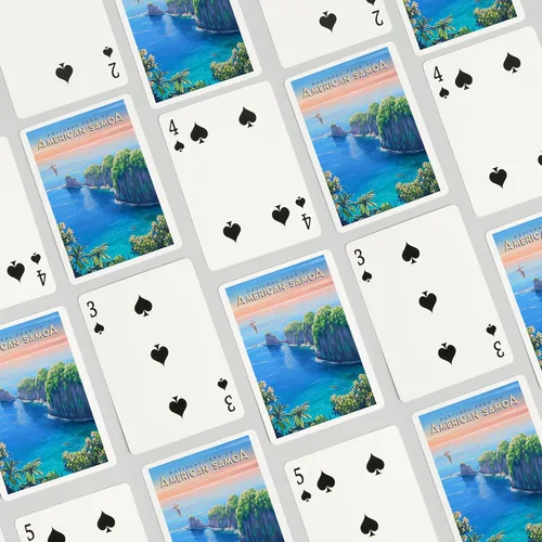 Vista 4 de Lantern Press Parque Nacional de Samoa Americana, pintura al óleo (52 cartas de juego, baraja de cartas de tamaño póquer con Jokers)