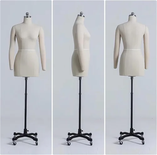 Vista 2 de Adjustable Female Dress Form Mannequin with Arms - Size S Foam Model for Sewing, Tailoring, Fashion Design, Custom Fitting with Insertable Pins